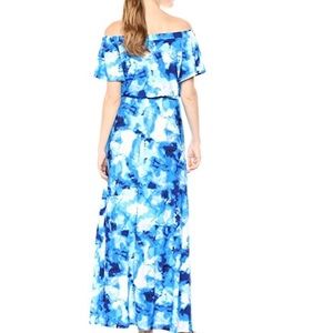 Nine West Dresses - NWT Nine West Blue White Off Shoulder Maxi Dress Nine West Dresses - NWT Nine West Blue White Off Shoulder Maxi Dress